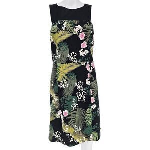 Adrianna Papell Tropical Island Dress Black Green 14 New